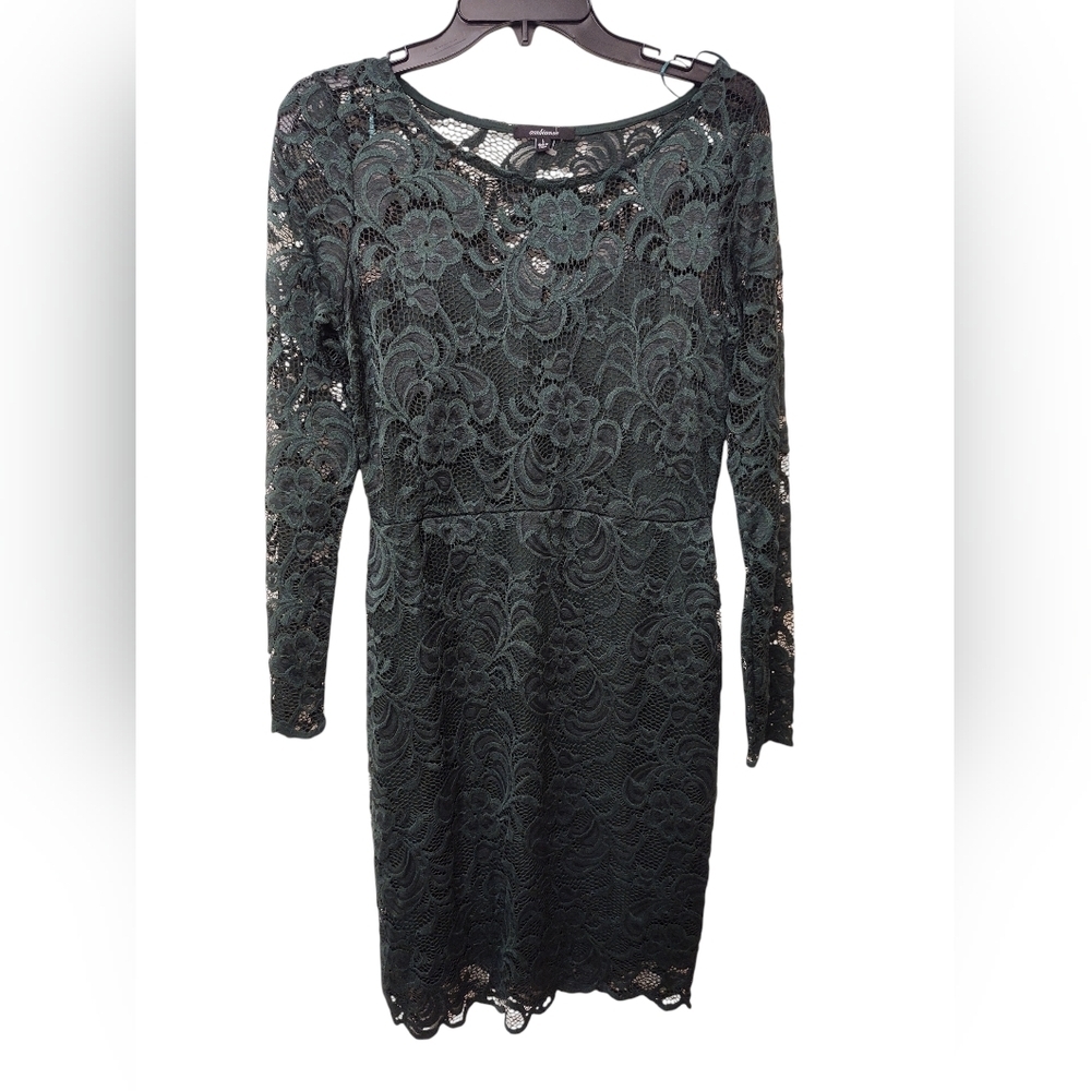 Ambiance Women’s Green Lace Dress, L